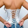 SsTss American Court Corset Sheer Mesh Breathable Corset Sexy Top Hollow Irregular Lace Double Layer Shapewear Chic Camis Top