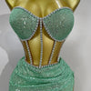 Sparkly Sequins Diamond Birthday Party Two Piece Set Evening Dress 2025 Women Sexy Singer Dancer NightClub Bar Performan Costume