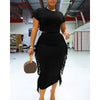 Women's Letter Print Crop Top and High Waist Long Skirt Set, Summer Workwear, Casual Tassel, Female Party Dress Sets, New, 2Pcs