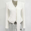 Tossy Elegant Female Striped Suit Coat For Women Scarf Lace-Up Patchwork V-Neck Long Sleeve Luxury Outwear Female Jackets Coat