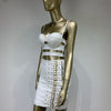 Women Celebrity Sexy Cut Out Mental Black White Mini Bodycon Bandage Skirt Set 2023 Elegant Evening Birthday Club Party Outfits