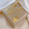 DIEYURO 316L Stainless Steel Phoenix Eagles Pendant Necklace For Women Girl 2023 New Trend Choker Neck Chain Jewelry Gift Party