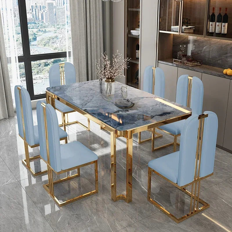 Einzigartige Luxus-Esstischstühle mit modernen Metallbeinen, rechteckiger Esstisch im platzsparenden nordischen Design, Mesa De Comedor Möbel