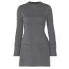 Hugcitar 2024 Frühling O-Ausschnitt Langarm Uni Patchwork Reißverschluss Sexy Bodycon Minikleid Damen Mode Outfits Geburtstagsparty Y2K