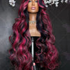 1b/99j Burgundy Highlight Body Wave 13x4 HD Lace Front Human Hair Wig Brazilian 30 32 Inch Colored 13x6 Lace Frontal Wigs 200%