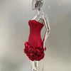 Red Color Women Sexy Strapless Ball Gown Mini Fashion Celebrity Nightclub Party Dress Birthday Cocktail Girls' Outfit