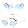 New personalised rimless sunglasses male Europe and the United States prom weird trend of irregular tears sunglasses female