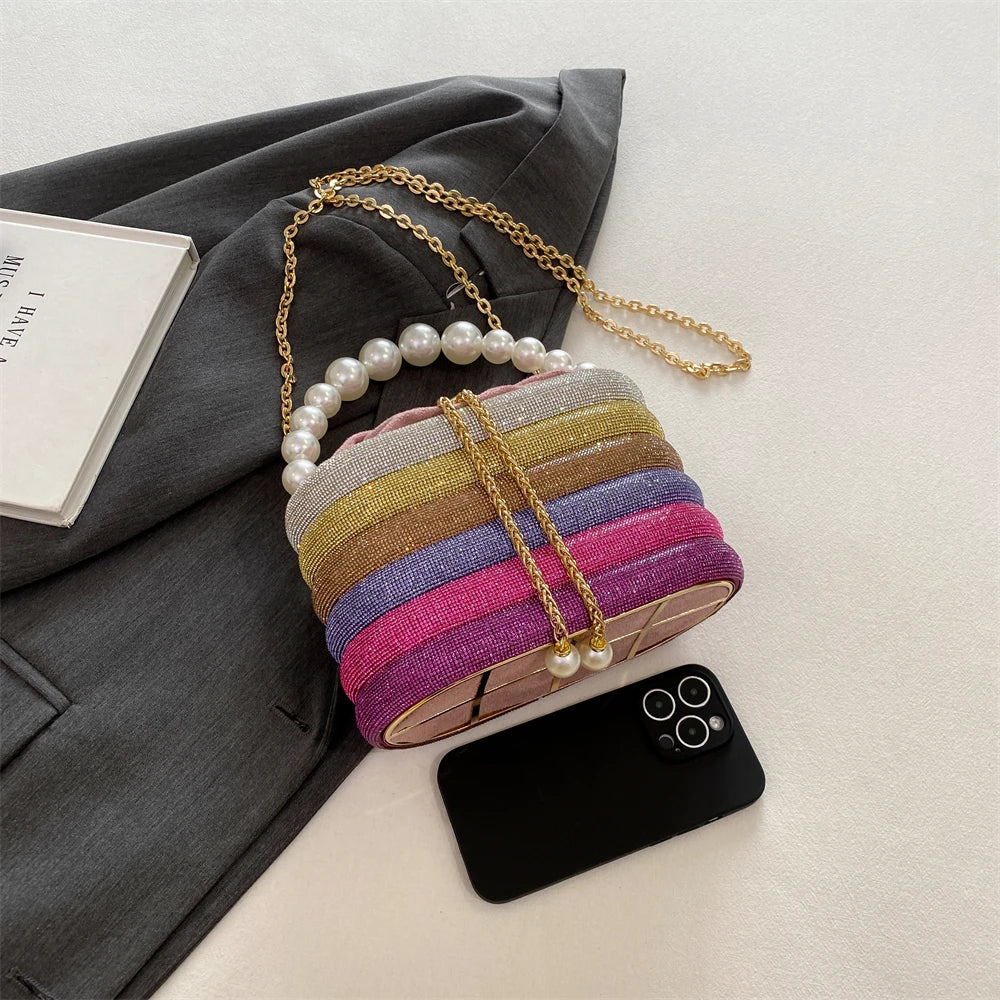 MOODS Luxury Evening Purses For Women Dazzling Pearl Beads Chain Crossbody Bag Dinner Party Clutch 2023 Luxury Designer Handbags