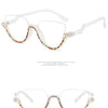 Vintage Half Frame Diamond Anti Blue Light Optical Glasses Frames Brand Designer Women Fashion Cat Eye Computer Eyeglasses
