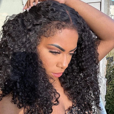 Lockige Bob Perücken Echthaar Lace Frontal Perücke 13x4 Transparente schwarze Lace Front Perücke Echthaar Perücken 4x4 Bob Lockig mit Edged Perücken