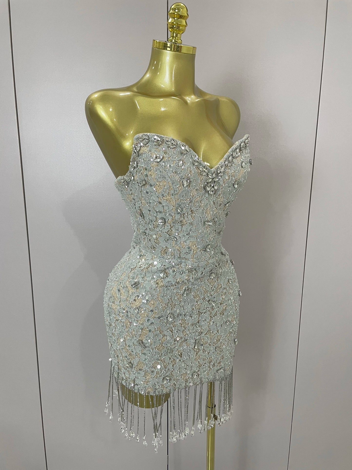 Luxury Sparkle Diamond Tassel Halter Cocktail Dress 2025 Women Elegant Evening Formal Gowns Wedding Party Dresses Stage Costumes