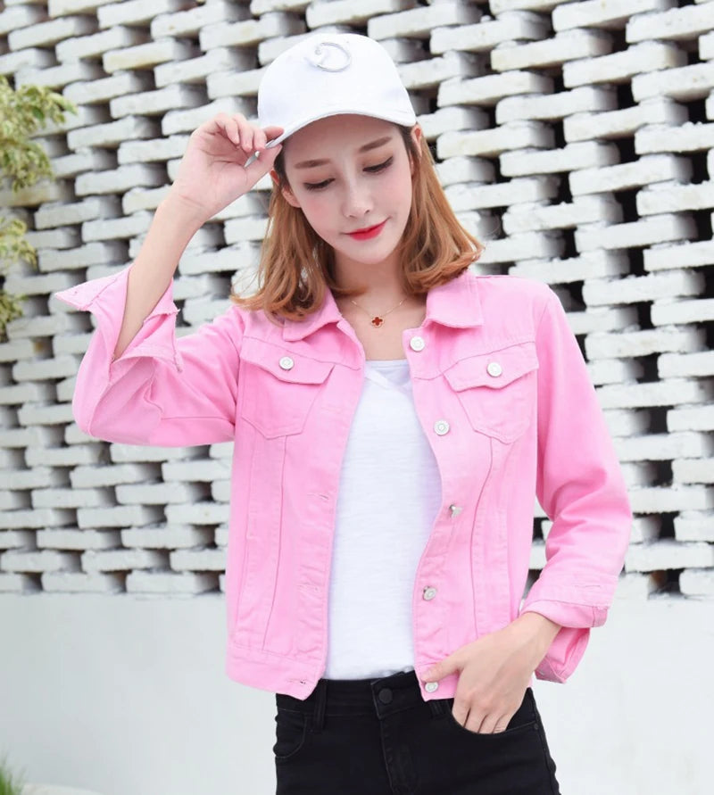 New Women's Denim Jacket Spring and Autumn 2026 Casual Short Denim Jacket Women's Korean Version Solid Color Jacket Clothes