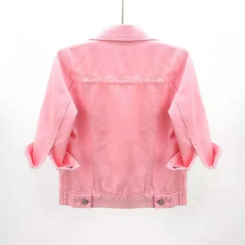 Damen Jeansjacke Frühling Herbst Kurze Jacke Rosa Jeansjacken Lässige Oberteile Lila Gelb Lila Blau Locker Sitzende Oberteile Damen Oberbekleidung