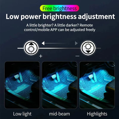 Neon LED Auto Innenraum Ambiente Fußleistenlicht Zubehör Hintergrundbeleuchtung Fernbedienung App Musiksteuerung Auto Dekorative Atmosphäre Lampe