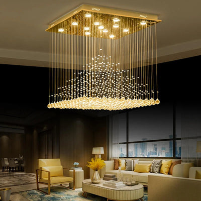 Kronleuchter K9 Kristall Pendelkugel Quadratischer Kronleuchter Beleuchtungskörper Regentropfen Vorhang Glas Kronleuchter LED-Licht