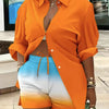 2025 Spring Autumn Casual Woman Sets Fashion Shirt Printed Button Shirt&Shorts Streetwear Shorts Pant Outfit Suit Two Piece Set
