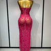 Luxury Rhinestones Sexy Mesh See Through Bodycon Dress Women Birthday Evening Cocktail party Gown Red Carpet Club Stage Outfit