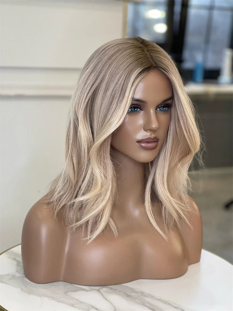 Damenperücken Ombre Aschblond Lace Frontal Perücken Synthetische Futura Top Qualität Lace Perücke Natürliche Wellen Glueless Perücke Damen Halloween