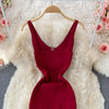 Zipple  2023 Sexy Summer Knit Strap Dress Women Tank Elatic Waist Bodycon Sundress Female Beach Split Backless Midi Dress