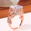 Huitan Creative Hollow Design Gorgeous Cubic Zirconia Rings for Women Rose Gold Color/Silver Color Wedding Party Trendy Jewelry