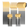 30Pcs/Set Stainless Steel Dinner Black Gold Dinnerware Set Knife Fruit Fork Spoon Cutlery Set Kitchen Tableware Silverware Sets