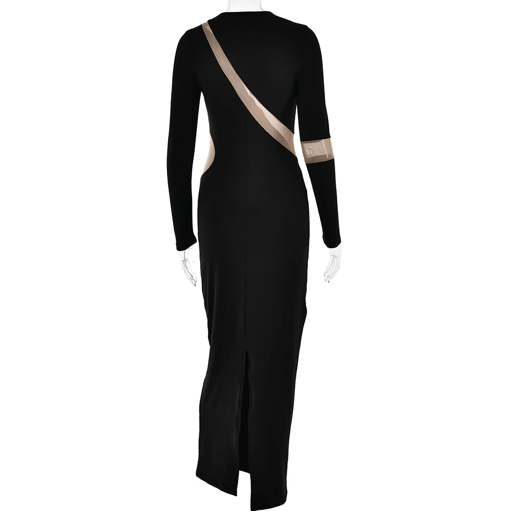 Articat-Women's Split Long Sleeve Midi Dress, Sexy Hollow Out, Split, Irregular, Irregular, Party, Club, Evening
