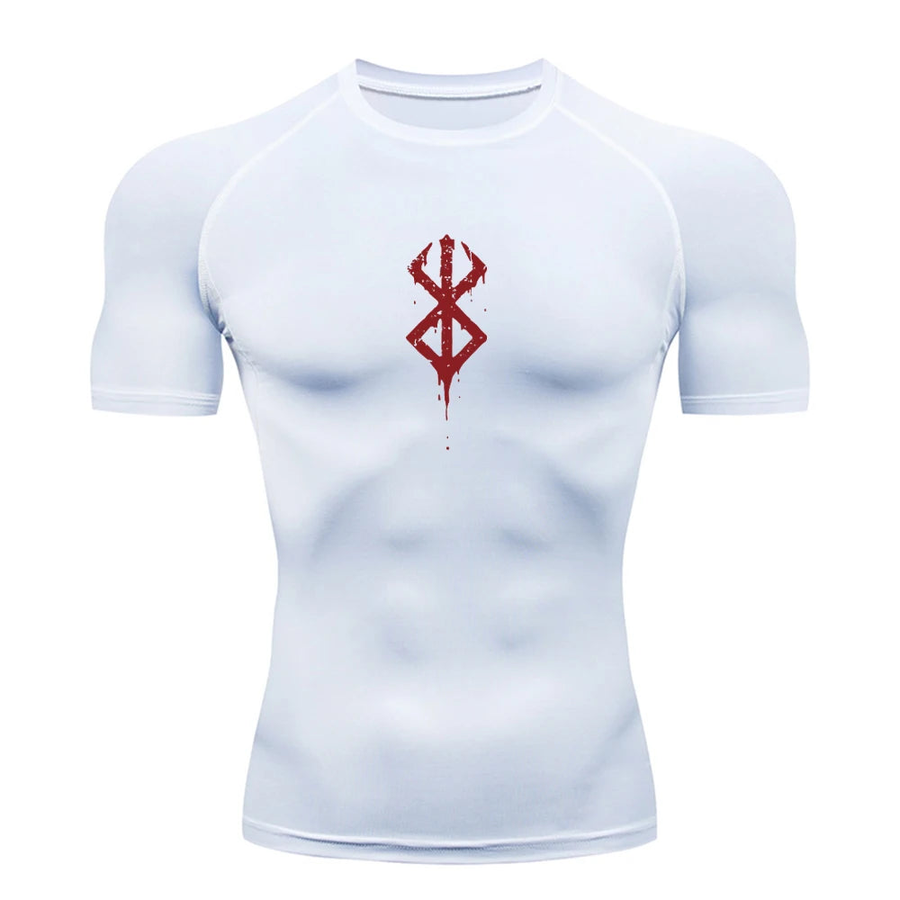 Anime Men's Compression Shirt Fitness Sport Running Tight Gym TShirts Athletic Workout Quick Dry Tops Tee Summer