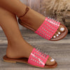 2024 Women Summer New Flat Bottom Rivet Outdoor Beach Large Size Slippers for Leisure, Anti slip Durable Home Sandals