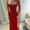 Sansa Customized Red Mermaid Glitter Strapless Prom Dresses Floor-Length Backless vestidos de festa