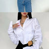 Zadily 2025 Summer Korean Style Long Sleeve White Shirt Women Sexy Button Ladies Crop Tops Blouse Street New In Female Clothing
