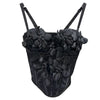 DEAT Fashion New Items Three-dimensional Flower Decoration Chest Pad Camisole For Women Fishbone Waist Sling Vest 11A04201