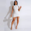 Joskaa Elegant Solid Stand Collar Sleeveless Bodycon Irregular Mini Dress for Women 2024 Summer Evening Birthday Party Clubwear