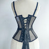 Women Luxury Mesh Corset Bustier Transparent Bodices With Cups Waist Slimmer Lace Up Steel Bone Tight Fitting Tube Tops Costume