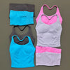 2 Pieces Sports Set Women Backless Halter Tops High Waist Seamless Hight Stretch Shorts Gym Suit Sportswear Workout Sets