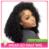 3 IN 1 Flip Over Half Wig With Drawstring Seamless Clip Ins Flip Over Wig 200 Density Glueless Wigs Human Hair For Women wig