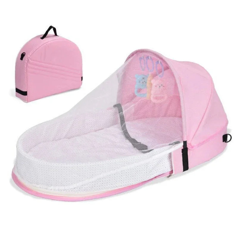 Babybett, faltbar, tragbar, mit Netz und Verdeck, Babynest, tragbares Babybett zum Campen, Säuglingswiege