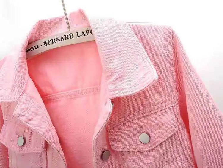 Damen Jeansjacke Frühling Herbst Kurze Jacke Rosa Jeansjacken Lässige Oberteile Lila Gelb Lila Blau Locker Sitzende Oberteile Damen Oberbekleidung