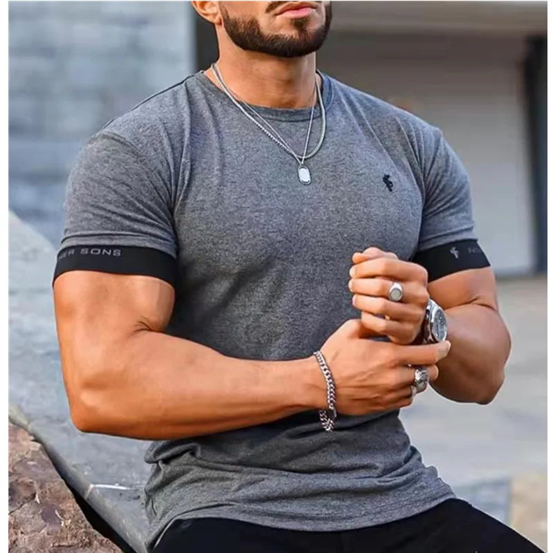 Herren Sommer Rundhals Kurzarm Lockeres T-Shirt