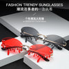 New personalised rimless sunglasses male Europe and the United States prom weird trend of irregular tears sunglasses female
