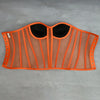 Women Mesh Corset Bustier With Cups Overbust Tight Shaping Tops Strapless Transparent Bodice Slimm Waist Wedding Lace Up Boned