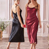 Burgundy Satin Beach Maxi Women Dress for Christmas Sexy Side Slit Adjustable Straps Evening Prom Dress Cheap Bridesmaid Dresses