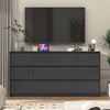 9 Drawer Dresser for Bedroom with Charging Station, 63" Modern Large Wood Chest of Drawers Handle Free, Black/White