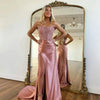 Strapless A-line Red Prom Dresses Saudi Arabia Floor length High Slit Sexy Mermaid Evening Formal Dresses for Women Customized