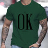 Men's 100 Cotton Summer Loose Fit   OK Printed T-shirt Tops Cool Design Street Short Sleeve Top Tee Cotton Clothing