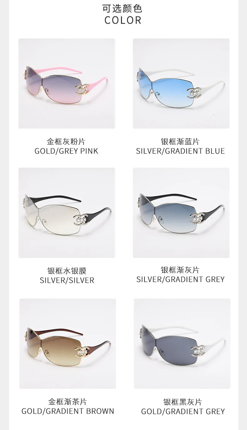 Neue Mode Y2K Sonnenbrille Damen Integrierte Surround Sonnenbrille Retro Designer Damen Brillen UV400 Oculos De Sol