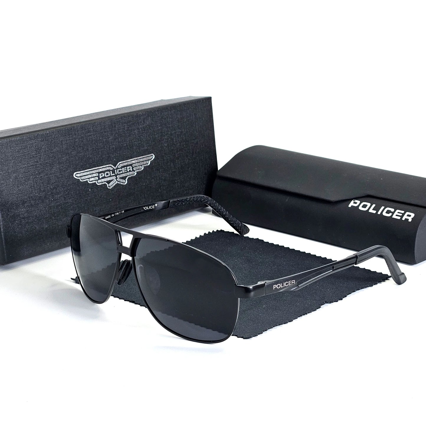 Policer Sunglasses for Men Polarized Sun Glasses Travel Eyewears Classic Pilot Goggle with UV 400 Protection Luxury brands