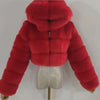High Quality Furry Cropped Faux Fur Coats and Jackets Women Fluffy Top Coat With Hooded Winter Fur Jacket Manteau Femme