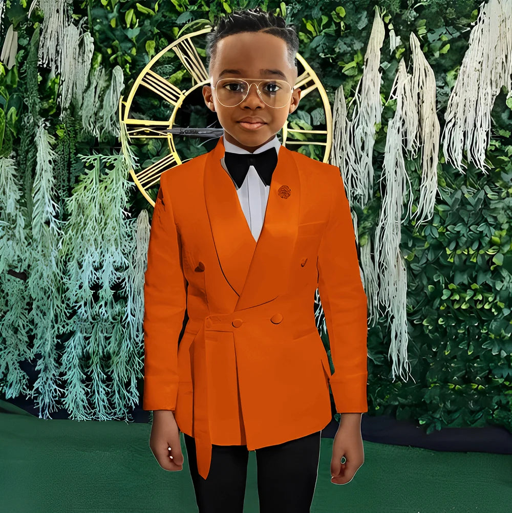 Boys Yellow Jacket 2 Piece Set Wedding Kids Blazer Pants Double Breasted Design Custom 2-16 Years Old Slim Fit Boys Suit