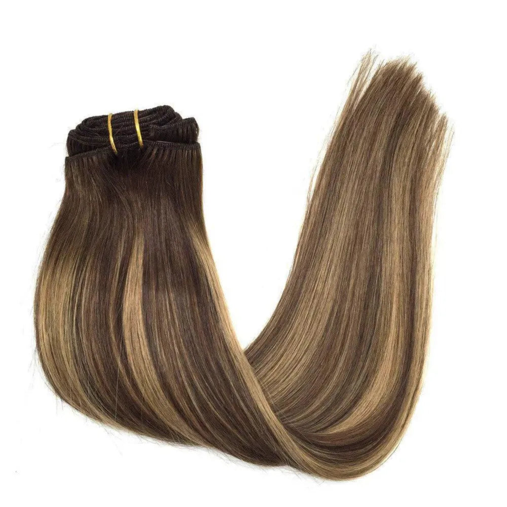 Seamless Clip ins Extensions Human Hair Straight Brazilian Remy Real Natural Hair 8Pcs 120G/Set Clip on Human Hair Extensions