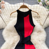 YuooMuoo Women Dress 2025 Summer Elegant Rib Knit Slim Waist Bandage Pencil Dress Office Lady Sleeveless Bodycon Sweater Dress